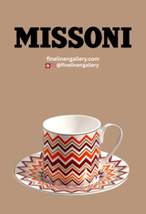 Missoni Home Coffee Cup & Saucer ICONIC Set of 2 in Luxury Box diam. 2.3", H 2.5", Cap. 4 oz, Saucer diam. 4.75"