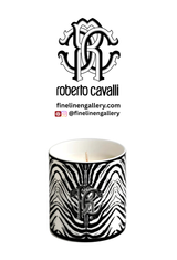 Roberto Cavalli Home Scented Candle ZEBRA 270 g Black diam. 3.3", H 3.5" - Palais Royal Linen Gallery