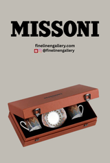 Missoni Home Coffee Cup & Saucer ZIG ZAG Set of 2 in Luxury Box Jarris 156 diam. 2.3", H 2.5", Cap. 4 oz, Saucer diam. 4.75"