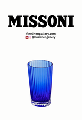 Missoni Home Water Glass NASTRI Set of 6 Blue 9.8 oz, H 4.75" - Palais Royal Linen Gallery