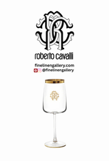 Roberto Cavalli Home Wine Goblet NEW MONOGRAM Gold 14.5 oz, H 8.5"