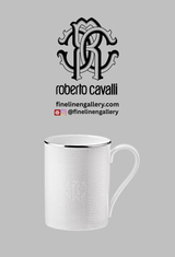 Roberto Cavalli Home Mug Cup LIZARD PLATIN in Luxury Box diam. 2.5", H 3.3", cap. 12.5 oz