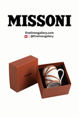 Missoni Home Mug Cup NASTRI in Luxury Box Beige diam. 3", H 3.9", cap. 12.5 oz