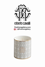 Roberto Cavalli Home Scented Candle MONOGRAM 270 g White diam. 3.3", H 3.5" - Palais Royal Linen Gallery