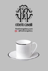 Roberto Cavalli Home Coffee Cup & Saucer LIZARD PLATIN Set of 2 in Luxury Box diam. 2.3", H 2.5", Cap. 4 oz, Saucer diam. 4.75"