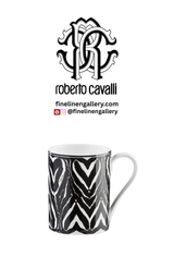 Roberto Cavalli Home Mug Cup ZEBRA in Luxury Box diam. 2.5", H 3.3", cap. 12.5 oz