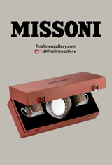 Missoni Home Tea Cup & Saucer ZIG ZAG Set of 2 in Luxury Box Jarris 148 diam. 3.3", H 2.3", cap. 7.5 oz, Saucer diam. 6" - Palais Royal Linen Gallery