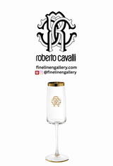 Roberto Cavalli Home Champagne Goblet NEW MONOGRAM Gold H 9.25", cap. 10 oz
