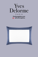 Yves Delorme Apollon duvet cover in Outremer with intricate floral and geometric patterns on soft fabric, front view.