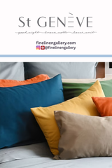 St. Geneve Capri Classic duvet cover in light fabric with a subtle striped pattern, displayed on a bed.