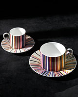 Missoni Home Coffee Cup & Saucer STRIPES Set of 2 in Luxury Box Jenkins 156 diam. 2.3", H 2.5", Cap. 4 oz, Saucer diam. 4.75"