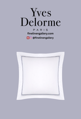 Yves Delorme Duo Sham in Outremer with intricate European linen design, featuring elegant blue and white patterns for luxurious bedroom decor.