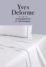 Yves Delorme Duo flat sheet in outremer with soft, smooth fabric and elegant design for luxurious bedding.