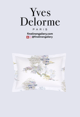 Yves Delorme Lande duvet cover featuring intricate sham design in soft, elegant fabric with detailed embroidery.