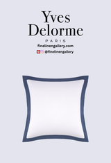 Yves Delorme Linea Euro sham pillow with Outremer blue linen fabric and elegant stitched detailing.