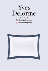 Yves Delorme Linea sham in Outremer fabric featuring elegant, textured linen design for sophisticated bedroom decor.