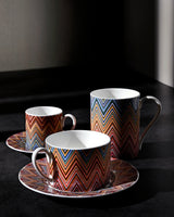 Missoni Home Coffee Cup & Saucer ZIG ZAG Set of 2 in Luxury Box Jarris 156 diam. 2.3", H 2.5", Cap. 4 oz, Saucer diam. 4.75"