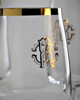 Roberto Cavalli Home Water Goblet NEW MONOGRAM Gold H 9", cap. 18.25 oz