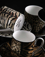 Coffee Cup & Saucer AFRICA Set of 6 in Luxury Box diam. 2.3", H 2.5", Cap. 4 oz, Saucer diam. 4.75"
