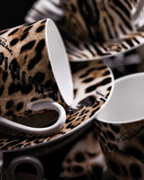 Coffee Cup & Saucer AFRICA Set of 2 in Luxury Box diam. 2.3", H 2.5", Cap. 4 oz, Saucer diam. 4.75"