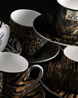 Coffee Cup & Saucer AFRICA Set of 2 in Luxury Box diam. 2.3", H 2.5", Cap. 4 oz, Saucer diam. 4.75"