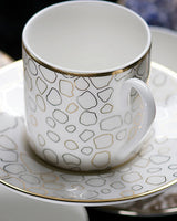 Roberto Cavalli Home Coffee Cup & Saucer GIRAFFE Set of 2 in Luxury Box diam. 2.3", H 2.5", Cap. 4 oz, Saucer diam. 4.75"