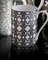 Roberto Cavalli Home Mug Cup MONOGRAM in Luxury Box Black diam. 2.5", H 3.3", cap. 12.5 oz