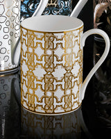 Roberto Cavalli Home Mug Cup MONOGRAM in Luxury Box Gold diam. 2.5", H 3.3", cap. 12.5 oz