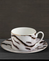 Roberto Cavalli Home Tea Cup & Saucer TIGER Set of 2 in Luxury Box diam. 3.3", H 2.3", cap. 7.5 oz, Saucer diam. 6"