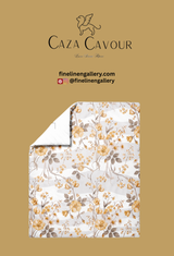 Gold tiger-themed duvet cover set by Caza Cavour featuring a luxurious tiger print on soft fabric.