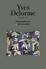 Palais Royal Linen Gallery Brume Queen bedding set with floral and geometric patterns on soft fabric, ready for a cozy bedroom.