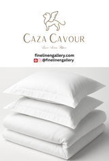 Caza Cavour 400TC Percale Egyptian Cotton duvet cover set in solid white, featuring a smooth, crisp fabric with matching pillowcases
