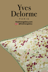 Decorative pillow from Palais Royal Linen Gallery featuring intricate Gaura floral embroidery in soft, elegant fabric.