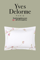 Elegant Gaura Shams linen pillow cover by Palais Royal Linen Gallery featuring intricate embroidery and soft fabric.